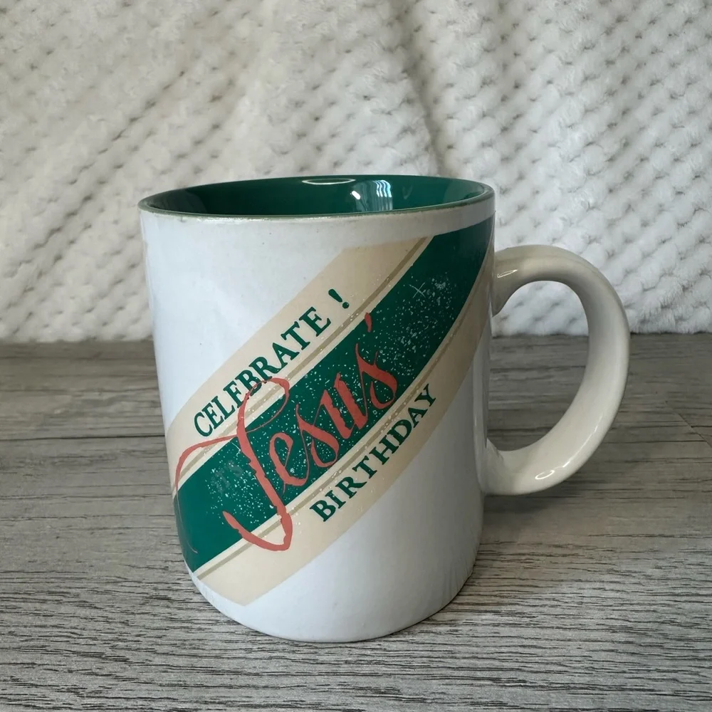 Vintage 1991 Celebrate Jesus’s Birthday Christmas Mug Made In Korea‎